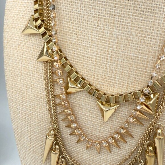 Jewelry Lot Women Collar Spikes Rivets Chunky Draped Silver Gold Tone Mix Metals - Picture 6 of 16